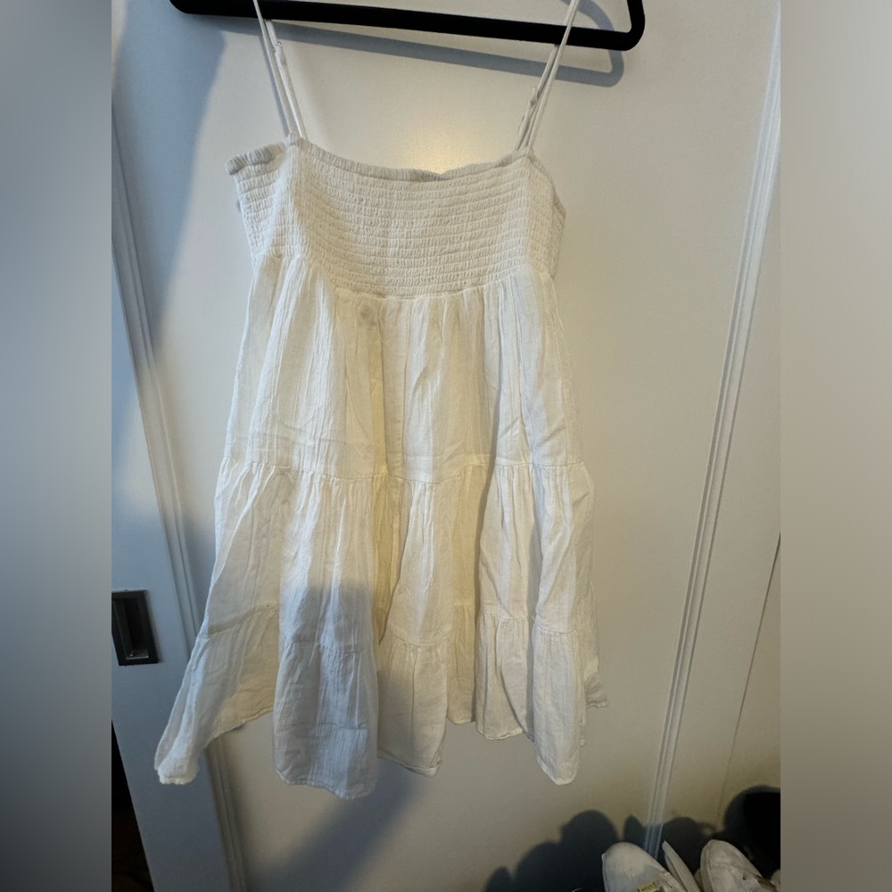Zara white sleeveless tiered dress in white